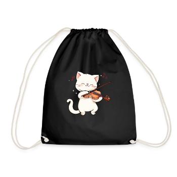 Cat playing violin instrument Violin - Turnbeutel - Schwarz - Vorne