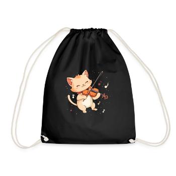 Cat playing violin instrument Violin - Turnbeutel - Schwarz - Vorne