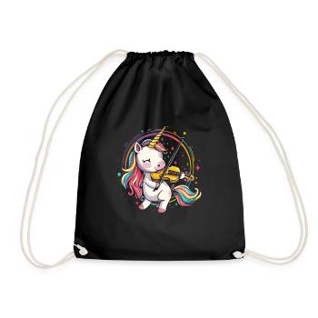 unicorn playing violin musical instrument - Turnbeutel - Schwarz - Vorne