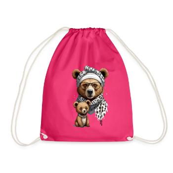 Funny Mama Bear Mother Bear Bear Lover - Drawstring Bag - fuchsia - Front