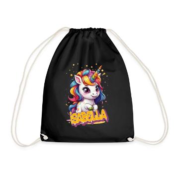 ISABELLA - Beautiful Girl Name with Cute Unicorn - Drawstring Bag - black - Front