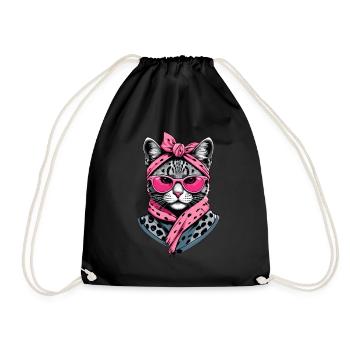 Cute Cat Mom Cat Lover Mom Style - Drawstring Bag - black - Front