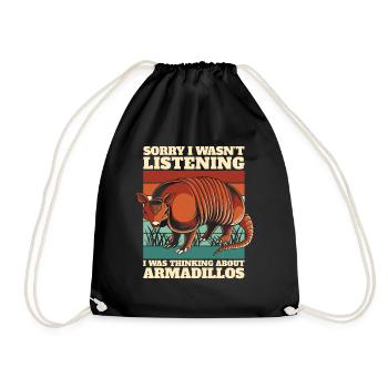 Was Thinking About Armadillos Pink Fairy - Drawstring Bag - black - Front