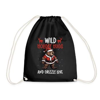 Grizzly Bear Christmas Brown Bear - Drawstring Bag - black - Front