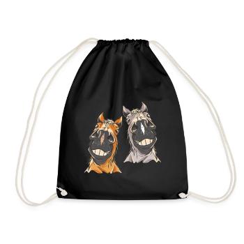 Horse Head Horse Horses - Drawstring Bag - black - Front
