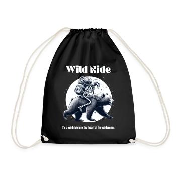 Camping Wilderness Bear Skeleton Hiking Nature Funny - Drawstring Bag - black - Front