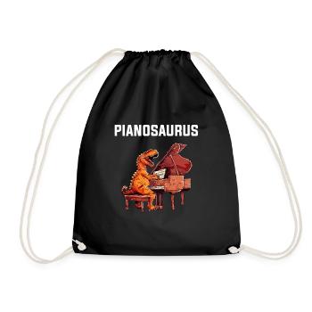 piano dinosaur instrument pianist piano - Turnbeutel - Schwarz - Vorne