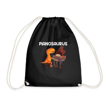 piano dinosaur instrument pianist piano - Turnbeutel - Schwarz - Vorne