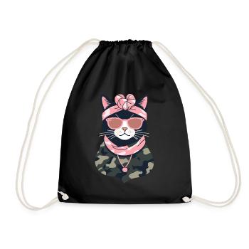 Cute Cat Mom Cat Lover Style - Drawstring Bag - black - Front