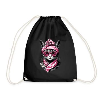 Cute Cat Mom Cat Lover Mom Style - Drawstring Bag - black - Front