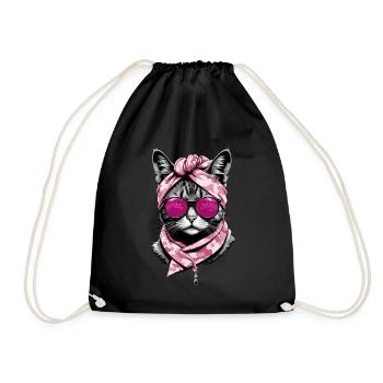 Cute Cat Mom Cat Lover Stylish - Drawstring Bag - black - Front