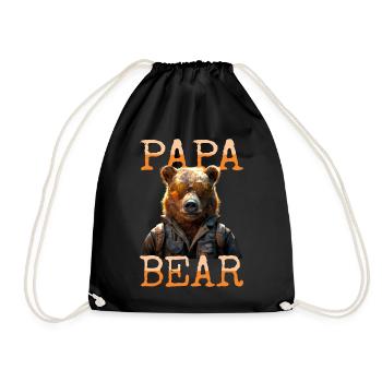 Papa Bear Bears Daddy Dad Father's Day Grizzly Bear - Drawstring Bag - black - Front