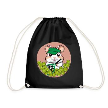 Tennis Hamster - hamster mignon avec des balles et une casquette - Sac de sport léger - noir - Devant