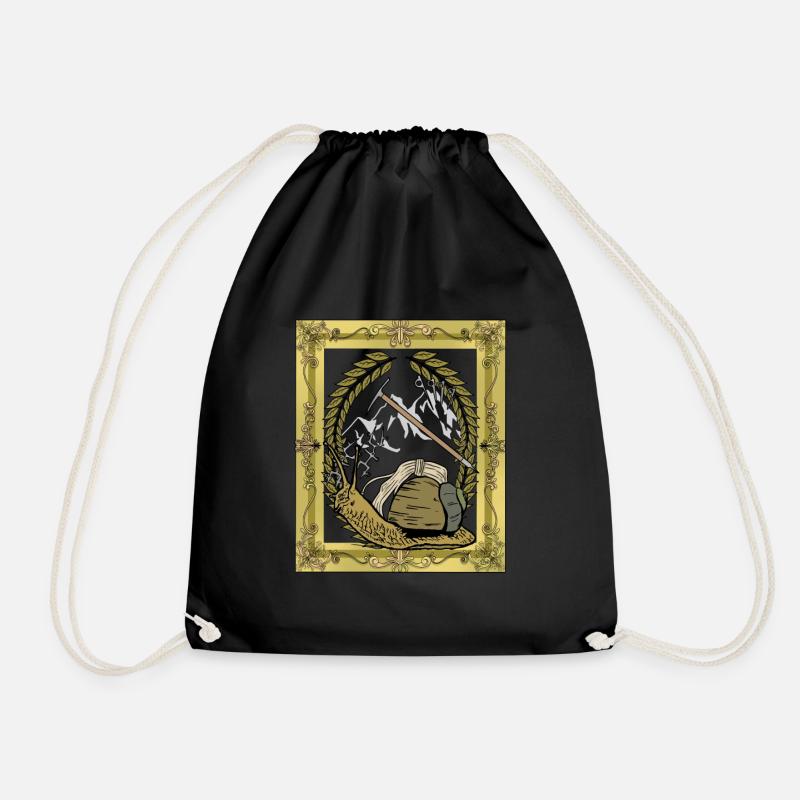 Snail Mountaineer Mountaineering Mountains Mountaineering - Drawstring Bag - black