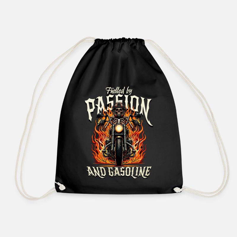 FUELLED BY PASSION AND GASOLINE - Drawstring Bag - black