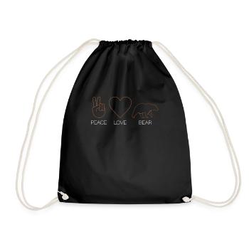Peace Love Bear - Grizzly Bear Brown Bear - Drawstring Bag - black - Front