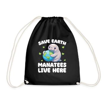 Save the Earth Manatees live here - Drawstring Bag - black - Front
