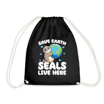 Sauvons les phoques de la Terre vivent ici Jour de la Terre - Sac de sport léger - noir - Devant