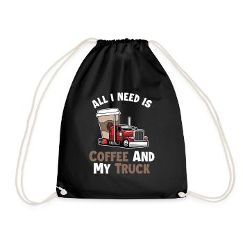 Coffee and my Truck Trucker Legends Truckie Truck - Drawstring Bag - black - Front