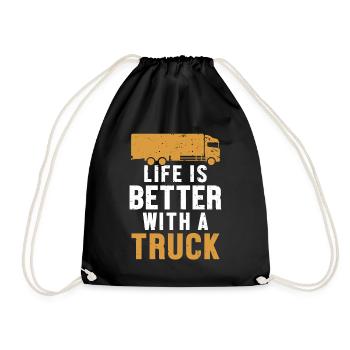 Life is Better with a Truck Trucker Legends Truck - Drawstring Bag - black - Front