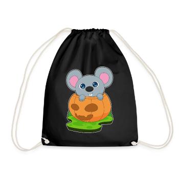 Mouse Halloween Pumpkin - Drawstring Bag - black - Front