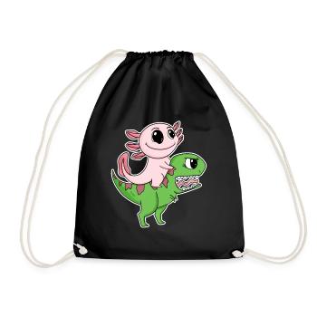 Dino Motif Dinosaur Axolotl Motif Kids - Drawstring Bag - black - Front