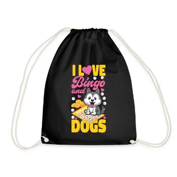 Bingo Player Dog I Love Bingo And - Drawstring Bag - black - Front