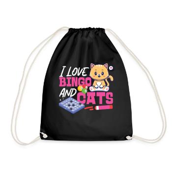Bingo Player Cat I Love Bingo And - Drawstring Bag - black - Front