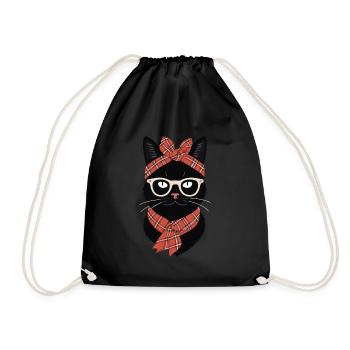 Cute Cat Mom Cat Lover Mom Style - Drawstring Bag - black - Front