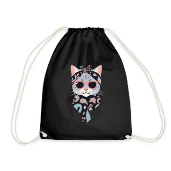Cute Cat Mom Cat Lover Mom Style - Drawstring Bag - black - Front