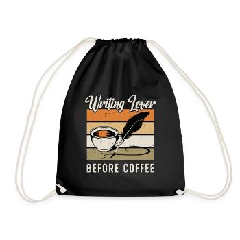 Amoureux de l’écriture avant le café Lecture Amateur de café - Sac de sport léger - noir - Devant