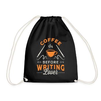 Writing Lover Coffee Before Novelist Coffee Lover - Turnbeutel - Schwarz - Vorne