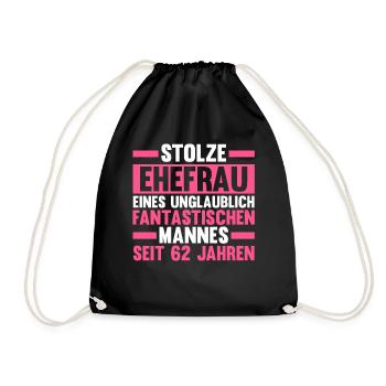 Marriage Aquarium Wedding 62 Years Married Wedding - Drawstring Bag - black - Front