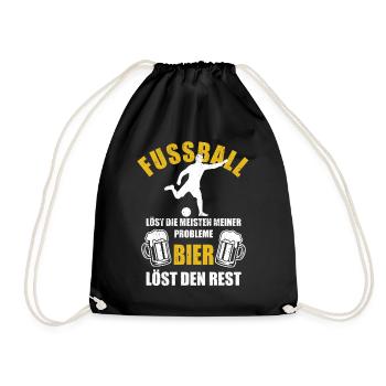 Fußball löst die meisten meiner Probleme Bier - Turnbeutel - Schwarz - Vorne
