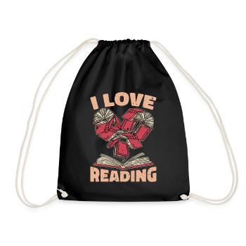 Reading I Love Reading Books Literature Reader - Turnbeutel - Schwarz - Vorne