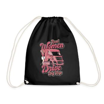 Real Women Drive Big Rigs Trucker Legends Lover - Drawstring Bag - black - Front
