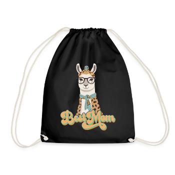 Llama Loving Mom Funny Mom Design - Drawstring Bag - black - Front