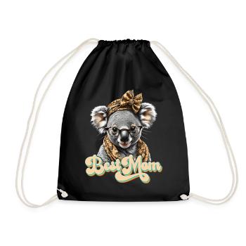 Funny Koala Mom Cute Mom Koala Bear Love - Drawstring Bag - black - Front