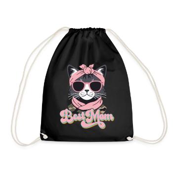 Cat Mom With Style Best Mom Cute Cat - Drawstring Bag - black - Front