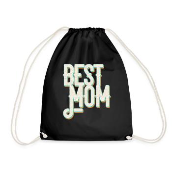 Best Mom Proud Mom Funny Mom Design - Drawstring Bag - black - Front
