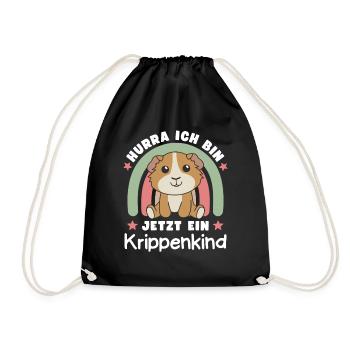 Hurra Ich Bin Jetzt Ein Krippenkind - Turnbeutel - Schwarz - Vorne