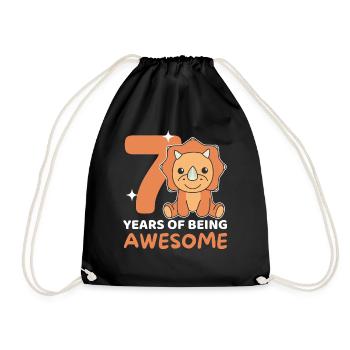 Tricératops 7e anniversaire enfants sept ans - Sac de sport léger - noir - Devant