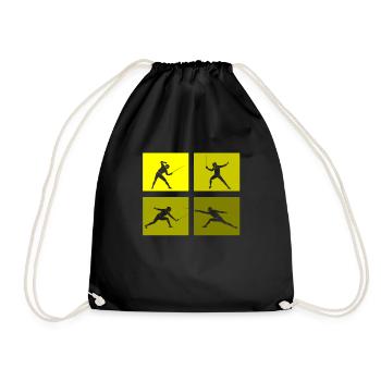 Fencing Game Gamer Fencer Game Fencing Fencer - Drawstring Bag - black - Front