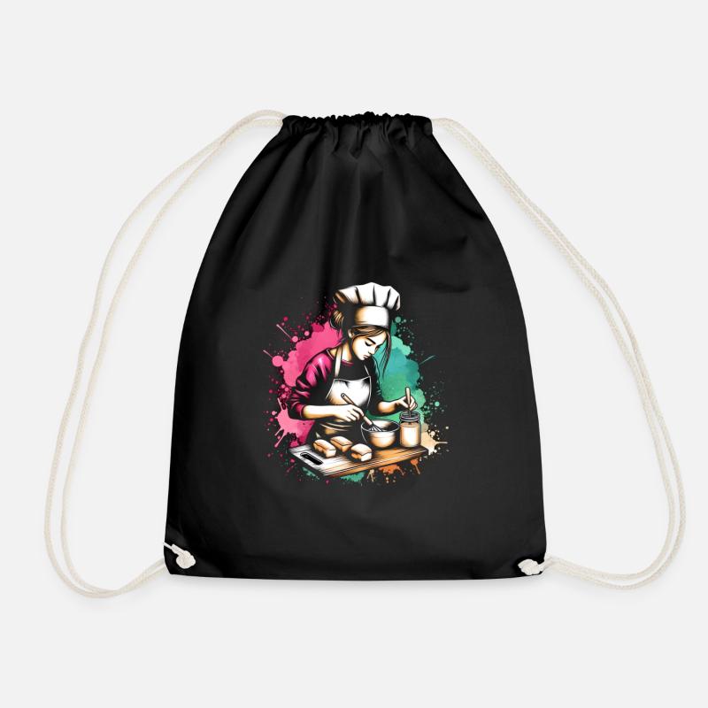 girl who love baking - Drawstring Bag - black