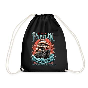 Papitän Papa Kapitän Vatertag Captain Anker Segler - Turnbeutel - Schwarz - Vorne