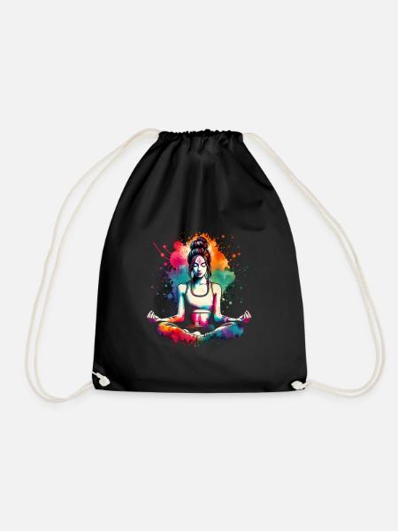 girl who love yoga - Drawstring Bag - black