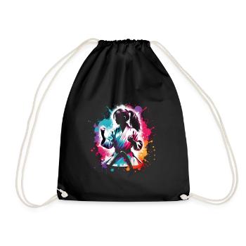 girl who love karate - Drawstring Bag - black - Front
