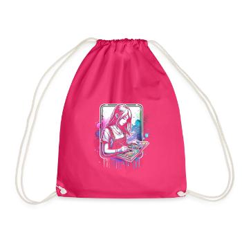 girl who love scrapbooking - Drawstring Bag - fuchsia - Front
