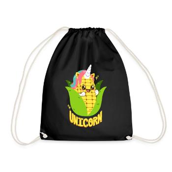 Einhorn-Maiskolben - Turnbeutel - Schwarz - Vorne