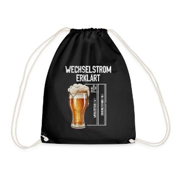 Wechselstrom erklärt Bier Elektriker Technik - Turnbeutel - Schwarz - Vorne